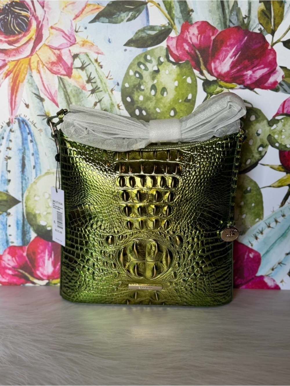 Perfect Eye Brahmin Katie Cacti Green Melbourne Leather NWT METALLIC BEAUTY